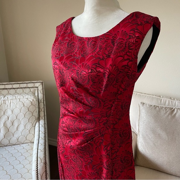 Connected Apparel Side Ruched Red Holiday Party Dress - Picture 4 of 16